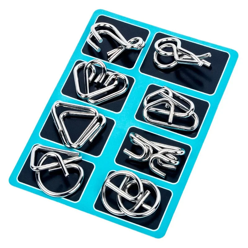 8 Piece Metal Puzzle Ring Set Brain Teaser Toys - Image 3