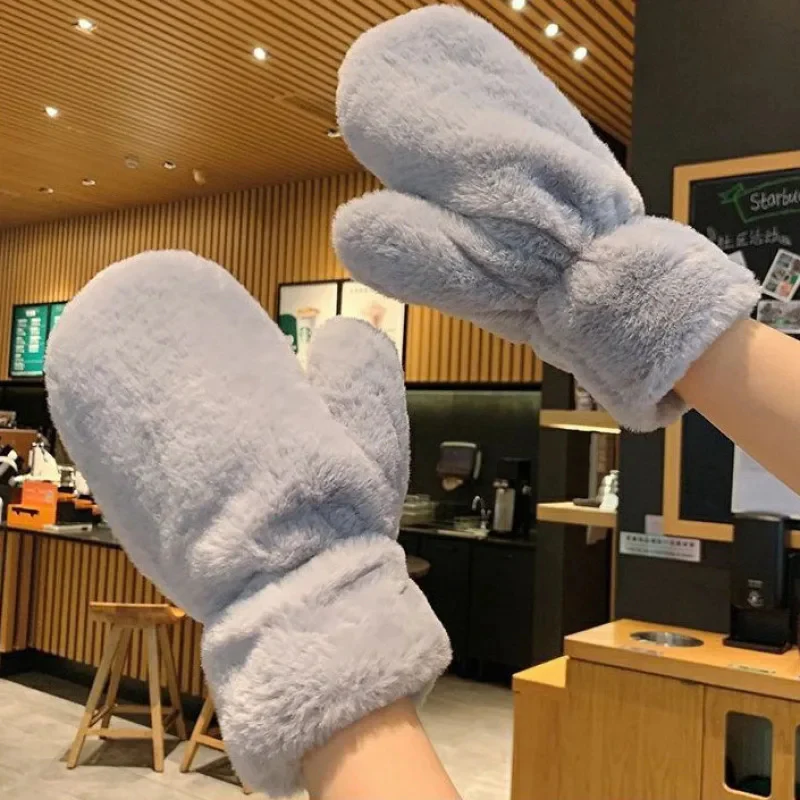 Fluffy Plush Mittens Winter Warm Gloves - Image 6